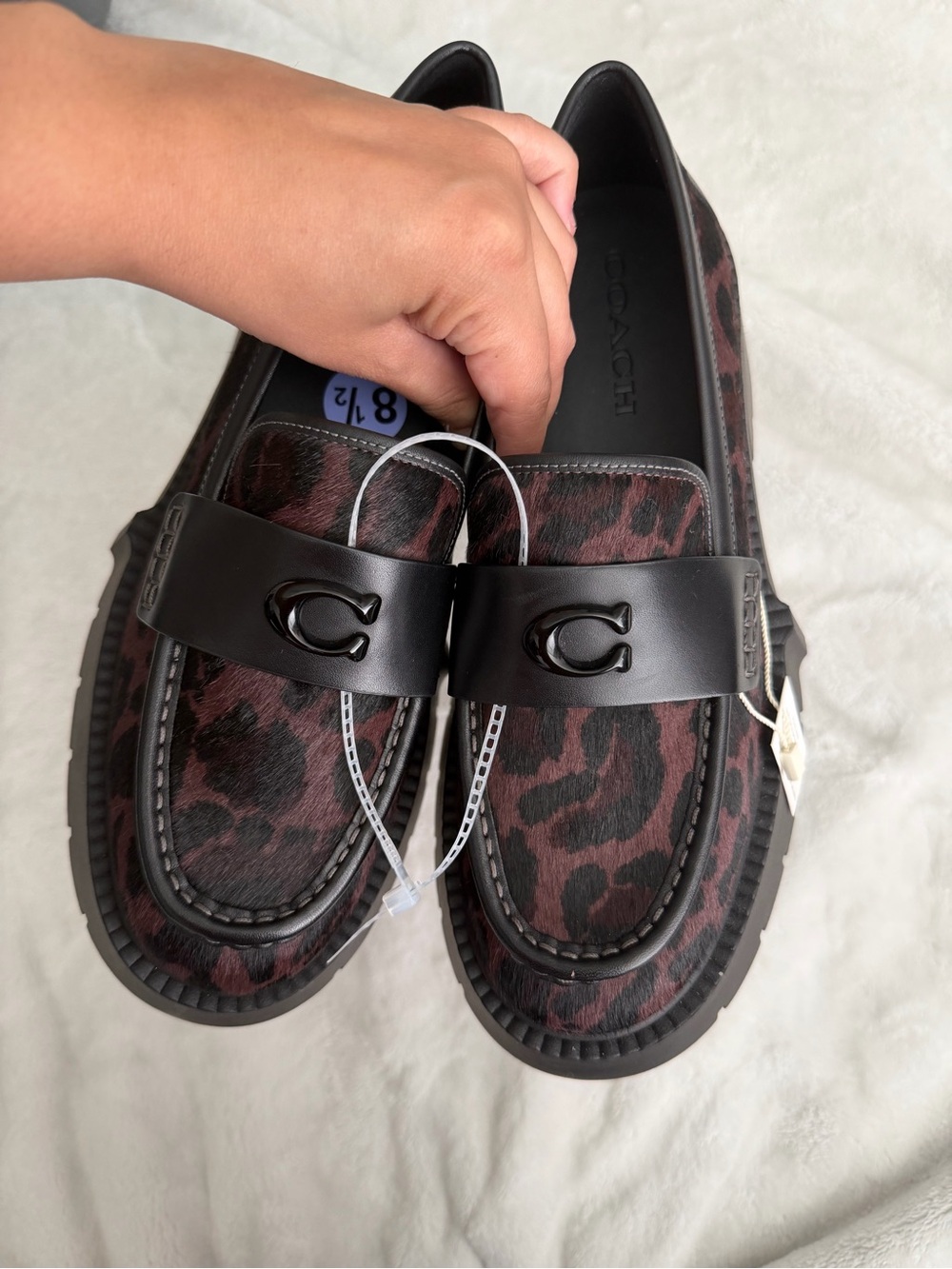 Coach Leopard-Print Chunky Loafer in Black & Brown - Picture 2 of 5